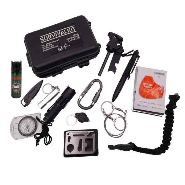 Kit supravietuire DEPOX , True Saviour, 13 elemente multifunctionale, negru