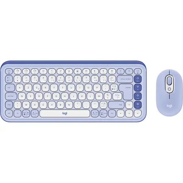 Kit tastatura + mouse Logitech Pop Icon Combo, Wireless, Lilac/Off White
