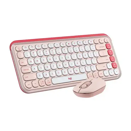 Kit tastatura si mouse Logitech Pop Icon Combo, Bluetooth, Layout US (Roz)