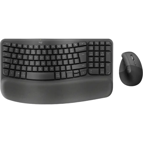 Kit tastatura si mouse Logitech Wave keys and Lift, Bluetooth, Layout US INT, Graphite