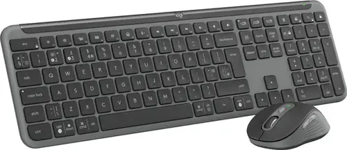 Kit tastatura si mouse Logitech Wireless Signature Slim MK950 Business, 2.4GHz&Bluetooh, Easy-Switch, Flow, Layout UK (Gri)