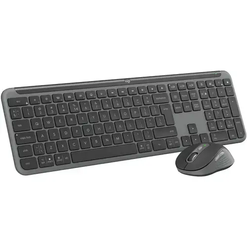 Kit tastatura si mouse Logitech Wireless Signature Slim MK950, 2.4GHz&Bluetooh, Easy-Switch, Flow (Negru)