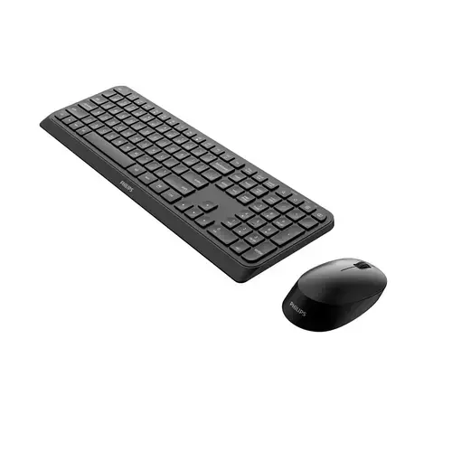 Kit tastatura si mouse Philips SPT6307, Wireless 2.4GHz, 104 taste (Negru)