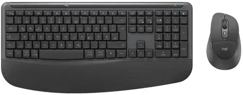 Kit Tastatura si Mouse Wireless Logitech Signature Comfort Plus Combo MK880, Bluetooth Low Energy, 6 butoane, Logi Options+, Logi Tune, Layout US International (Negru)