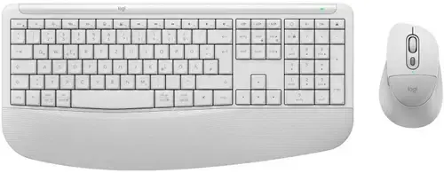 Kit Tastatura si Mouse Wireless Logitech Signature Comfort Plus Combo MK880, Bluetooth Low Energy, 6 butoane, Logi Options+, Logi Tune, Layout US International (Alb)