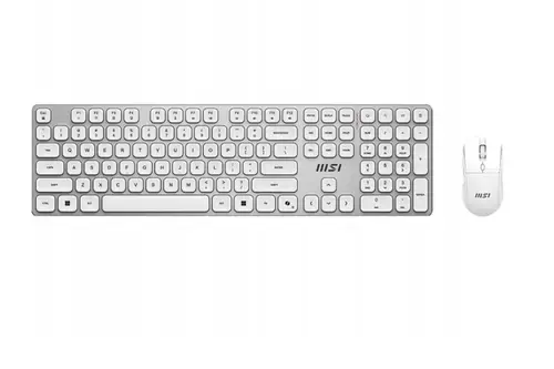 Kit Tastatura si Mouse Wireless MSI FORGE K210, USB, 2.4G, 1600 DPI, Layout US (Alb)