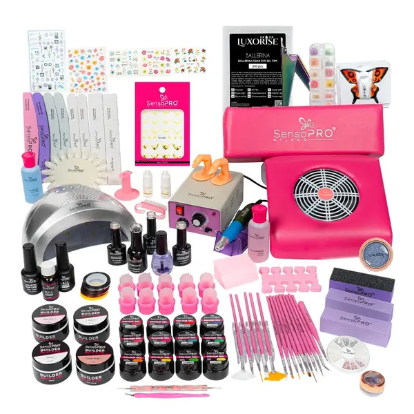 Kit Unghii False Duo cu Gel UV si Oja Semipermanenta SensoPRO Milano 10ml - Promotie #33 + CADOU