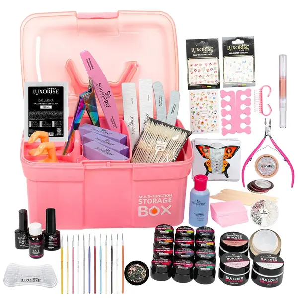 Kit Unghii Gel fara Lampa UV Promotie #07 + CADOURI 12 Geluri UV & Cutie Manichiura