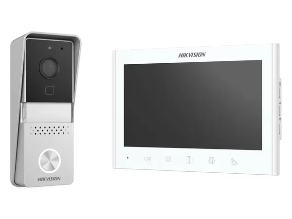 Kit videointerfon analogic Hikvision DS-KIS102-P/Surface, monitor 7 inch, post exterior, plug and play, IP55
