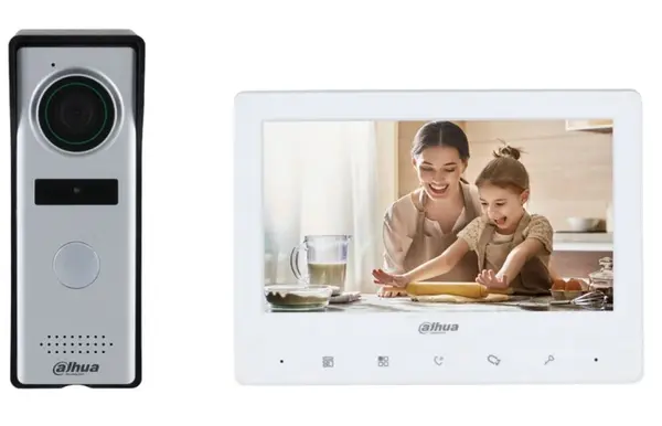 Kit videointerfon Dahua KTA02, monitor 7 inch TFT, camera 1.3MP, comunicare bidirectionala, analog, montaj aparent, IP66