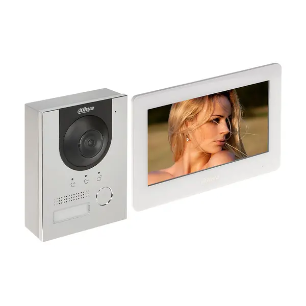Kit videointerfon pe 2 fire IP WIFI Dahua KTD02(S), 7 inch, 2 MP, 1.9 mm, IR