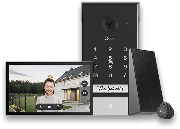 Kit videointerfon Wi-Fi cu panou solar EZVIZ CS-EP7(3mp) EP7, 2K, monitor cu touch 7 inch, RFID, Aplicatie, Audio, microSD, IP65