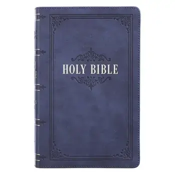 KJV Bible Giant Print Dark Blue, Leather/***