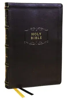 KJV, Center-Column Reference Bible with Apocrypha, Leathersoft, Black, 73,000 Cross-References, Red Letter, Thumb Indexed, Comfort Print: King James Version/Thomas Nelson