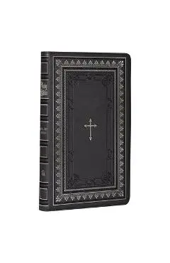 KJV Holy Bible Standard Size Faux Leather Red Letter Edition - Thumb Index & Ribbon Marker, King James Version, Black/Gold Cross - Christian Art Gifts