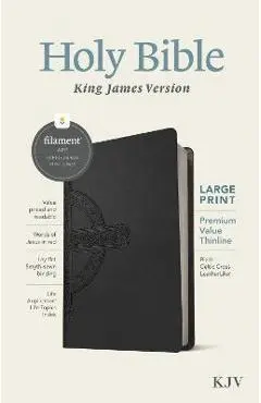 KJV Large Print Premium Value Thinline Bible, Filament Enabled Edition (Red Letter, Leatherlike, Black Celtic Cross) - Tyndale