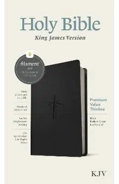 KJV Premium Value Thinline Bible, Filament Enabled Edition (Red Letter, Leatherlike, Black Radiant Cross) - Tyndale