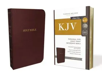 KJV, Reference Bible, Personal Size Giant Print, Leather-Look, Burgundy, Red Letter Edition, Paperback/Thomas Nelson