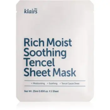 Klairs Rich Moist Soothing Tencel Sheet Mask mască textilă calmantă cu efect de hidratare