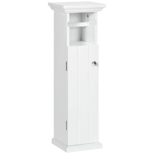 Kleankin Dulap Baie cu Suport Hârtie Igienică MDF 21.5x17.8x66.5cm Alb | Aosom Romania
