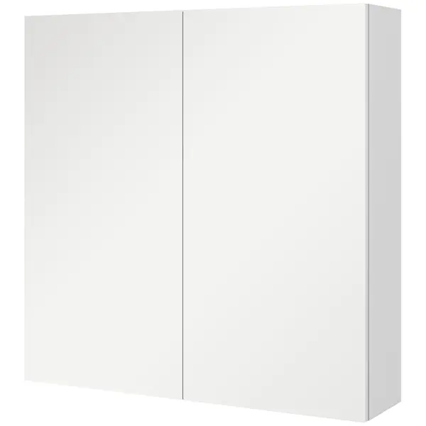 kleankin Dulap de Baie cu Oglindă, 2 Uși Soft Close, 60x15x60 cm, Rafturi Ajustabile, Dulap Suspendat cu Economisire de Spațiu, Alb Lucios | Aosom Romania