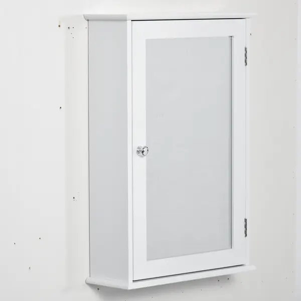 kleankin Dulap de Baie cu Oglindă – Dulap cu Oglindă – Dulap pentru WC – 1 Ușă, 2 Rafturi – MDF Alb și Sticlă | Aosom Romania
