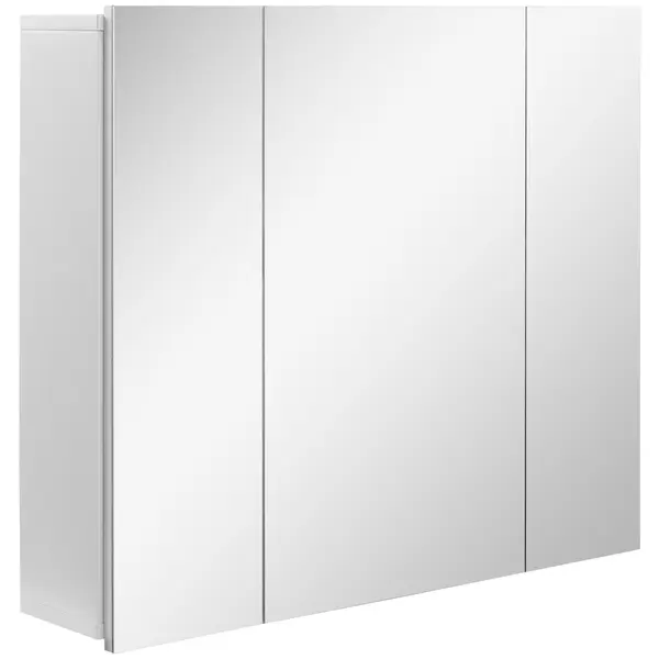 Kleankin Dulapior Baie Suspendat cu Oglindă, 3 Uși, Rafturi Reglabile, Lemn, Design Modern, 70x15x60cm, Alb | Aosom Romania
