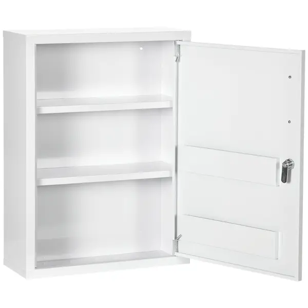 Kleankin Dulăpior de Medicamente cu 2 Rafturi și 2 Chei de Siguranță, 40x15x53,5 cm, Alb | Aosom Romania