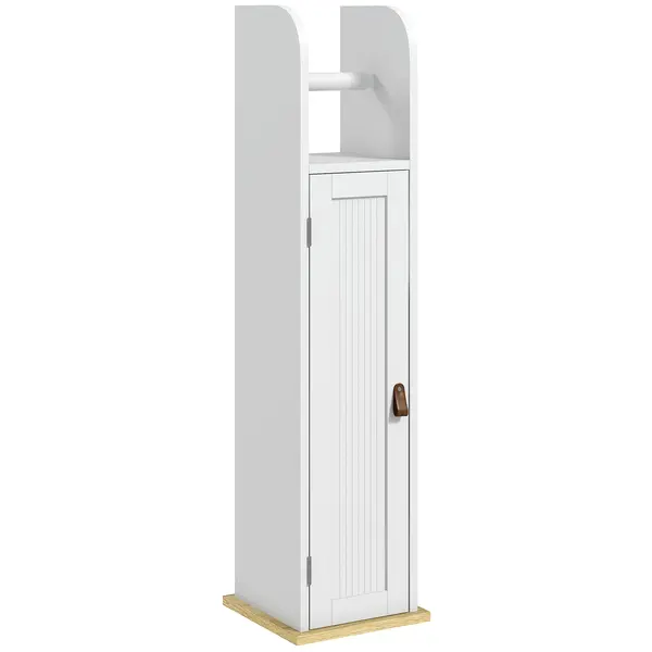 kleankin Mobilă de baie suport hârtie igienică cu dulap și rafturi reglabile 20 x 20 x 80 cm alb | Aosom Romania