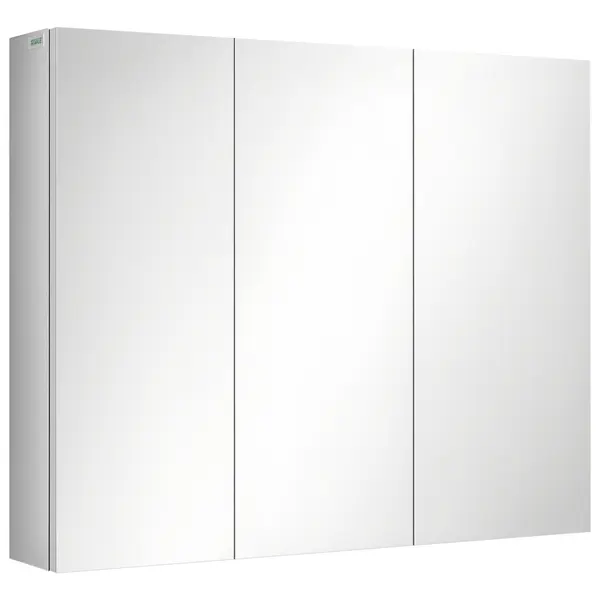 kleankin Spiegelschrank, dulap de baie, 3 uși cu oglindă, 5 rafturi interioare, oțel inoxidabil, Culoare: Argintiu, 70 x 12 x 55 cm | Aosom Romania