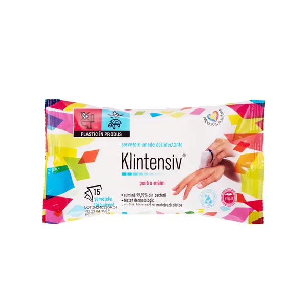 Klintensiv® servetele dezinfectante maini 15 buc