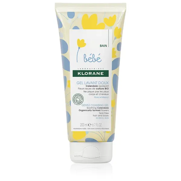 Klorane Bébé Calendula Gel de curatare delicat pentru nou-nascuti si copii cu pompă 200 ml