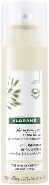 Klorane Oat & Ceramide Șampon uscat pentru utilizare frecventă, 250 ml