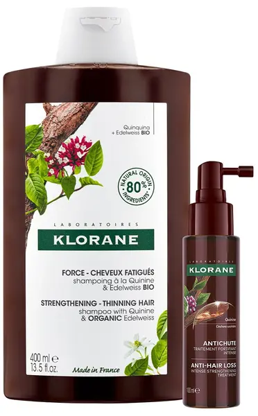 Klorane Quinine Set - Șampon și ser anti-cădere a părului, 400 + 100 ml