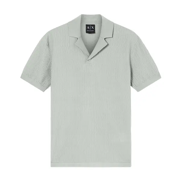 Knitted polo shirt lapel collar green Xxl