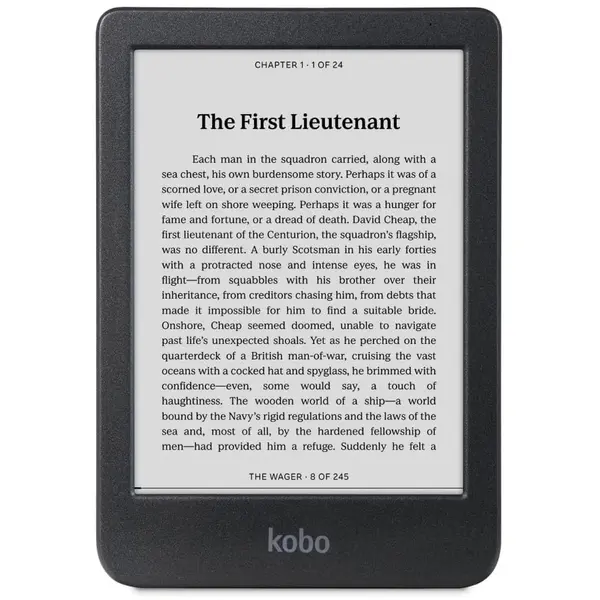 KOBO eBook Reader Kobo Clara BW, Ecran E Ink Carta 1300 6, Procesor 1GHz, 512MB RAM, 16GB Flash, USB Type-C, IPX8, Negru
