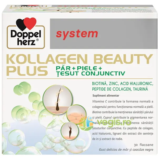Kollagen (Colagen) Beauty Plus System pentru Par si Piele cu Biotina si Acid Hialuronic 30dz