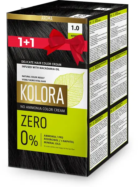 Kolora Zero Vopsea de păr, 1.0 Negru intens, 2 buc
