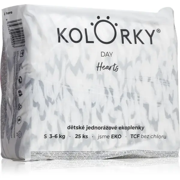Kolorky Day Hearts scutece ECO de unică folosință marimea S 3-6 Kg 25 buc