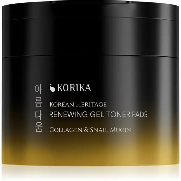KORIKA Korean Heritage Collagen & Snail Mucin Renewing Gel Toner Pads dischete tonice regeneratoare cu textură de gel 70 buc