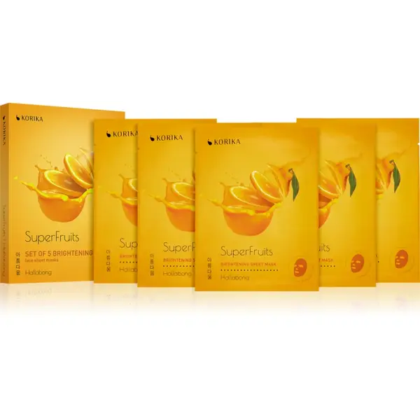 KORIKA SuperFruits Hallabong - Set of 5 Brightening Face Sheet Masks set de măști de față la un preț mai avantajos pentru o piele mai luminoasa Hallabong