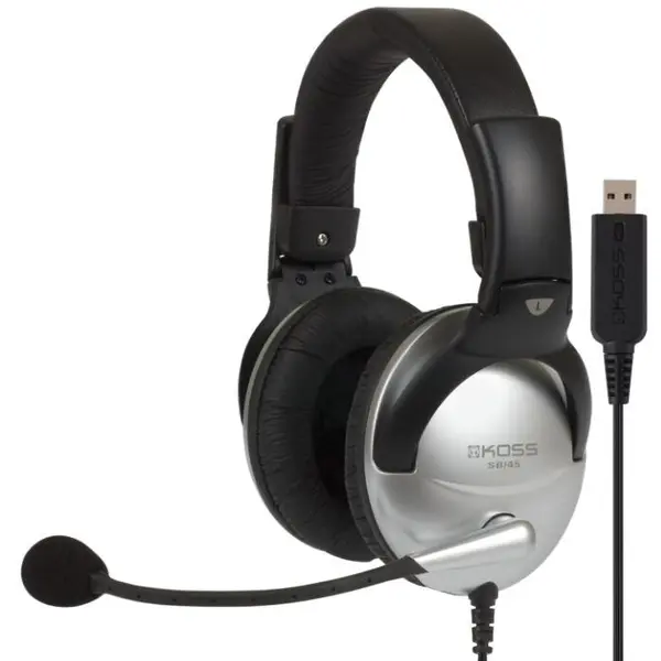 Koss Koss SB45 USB Headsets, Over-Ear, Wired, Microphone, Silver/Black