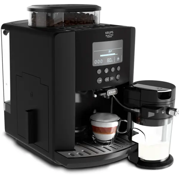 KRUPS Espressor automat Krups EA819N10 Arabica Latte, 1450 W, 15 bari, 1.7 L, accesoriu pentru lapte, Negru