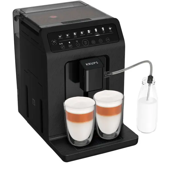 KRUPS Espressor automat Krups Evidence Eco-Design EA897B10, 1450W, pompa 15 bari, functie One-Touch-Cappuccino, rasnita metalica, 8 bauturi, Negru