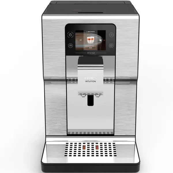 KRUPS Espressor automat Krups Intuition Experience Hot&Cold EA879EE0, 1550W, presiune 15bari, capacitate rezervor apa 3L, 30retete, 13 trepte de macinare, tehnologie One Touch Cappuccino, ecran tactil, sistem Thermoblock Compact, oprire automata, Arginti