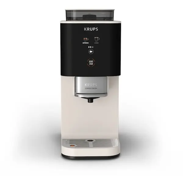 KRUPS Espressor semi-automat Krups Coffee Crush SA4001E0, 1370 W, 15 bari, rasnita inox, sistem bean-to-cup, preparare one-touch, intensitate cafea ajustabila, compatibil cafea macinata, design ultra-compact, curatare usoara, negru
