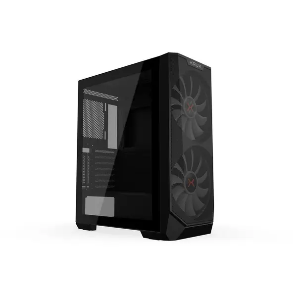 KRUX Carcasa Krux Vortex, MiddleTower, ATX, cu 2 ventilatoare incluse 120 mm RGB, Negru
