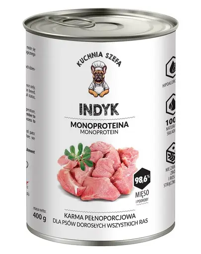 KUCHNIA SZEFA conservă curcan pentru câini, monoproteină 400 g