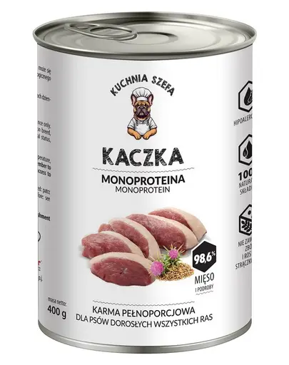 KUCHNIA SZEFA cu rață hrană monoproteină pentru câini 400 g