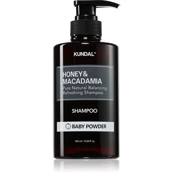 KUNDAL Honey & Macadamia Baby Powder sampon natural pentru păr uscat și deteriorat 500 ml
